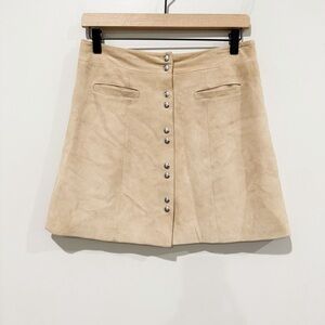 INTERMIX Sierra Suede Skirt Tan Khaki Neutral Fall Boho Concert Size Small